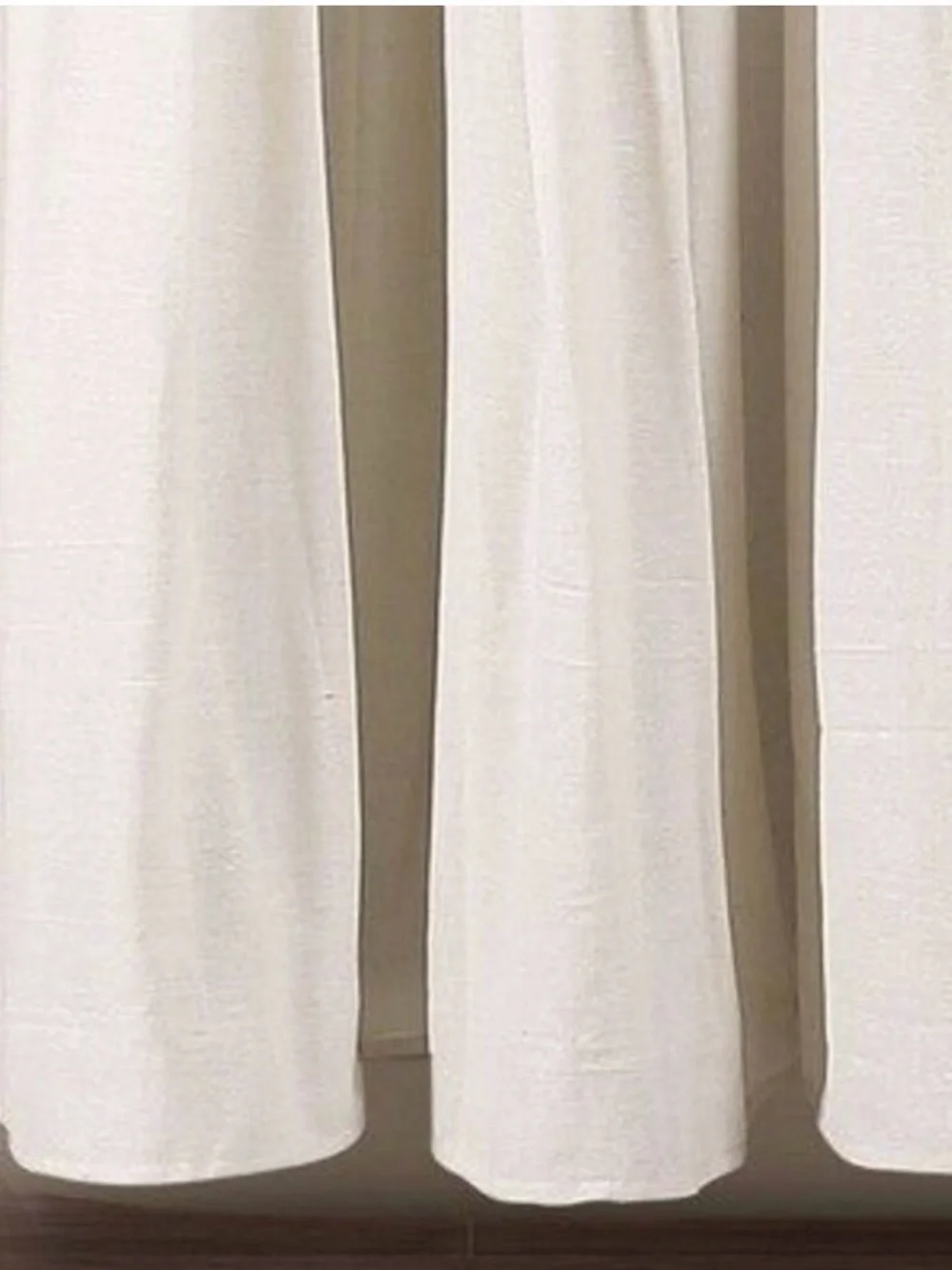 LUSH Decor Cotton Blend Linen Cream Two-Tone Shower Curtain Button Accent NWT